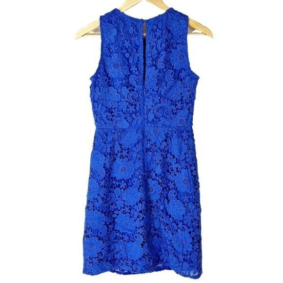J. Crew Sleeveless Caribbean Blue Lace Sheath Dress 2 Elegant Quiet Luxury - Picture 2 of 8